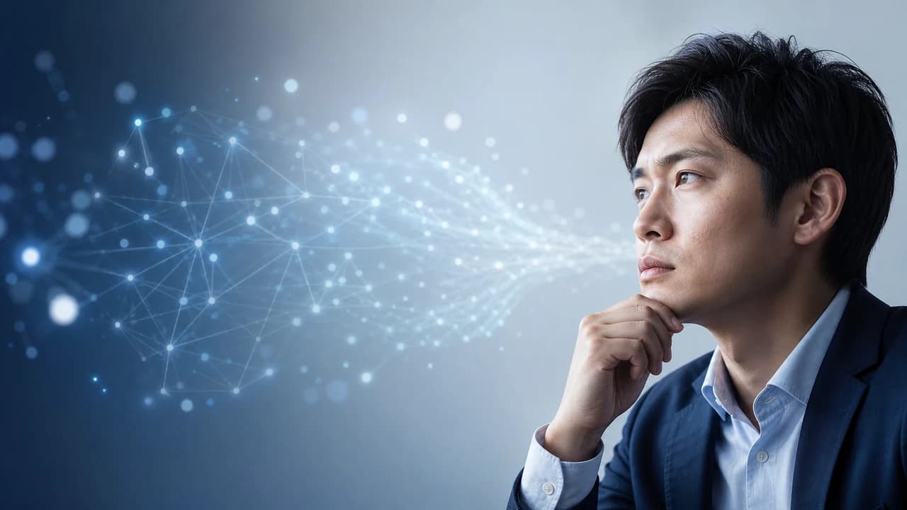 คนทำงานกำลังเปรียบเทียบการคิดของมนุษย์กับระบบ AI ที่สร้างคำตอบจากรูปแบบข้อมูล